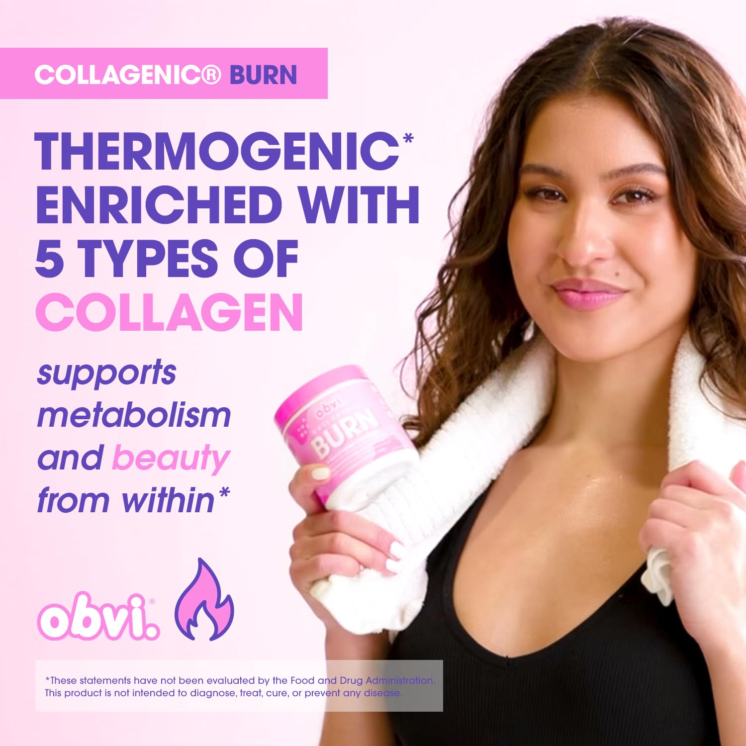 Obvi Collagenic Burn cápsulas: formato práctico para uso matutino y almuerzo.