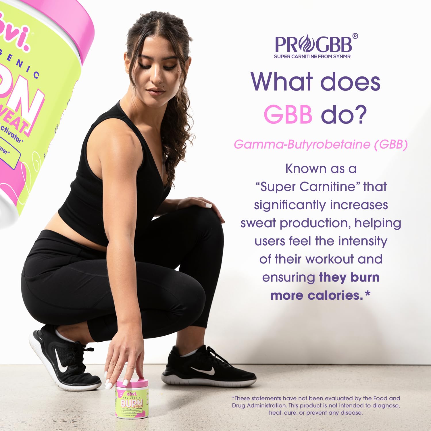 Obvi Collagenic Burn Sweat, guaraná para energía limpia y concentración.