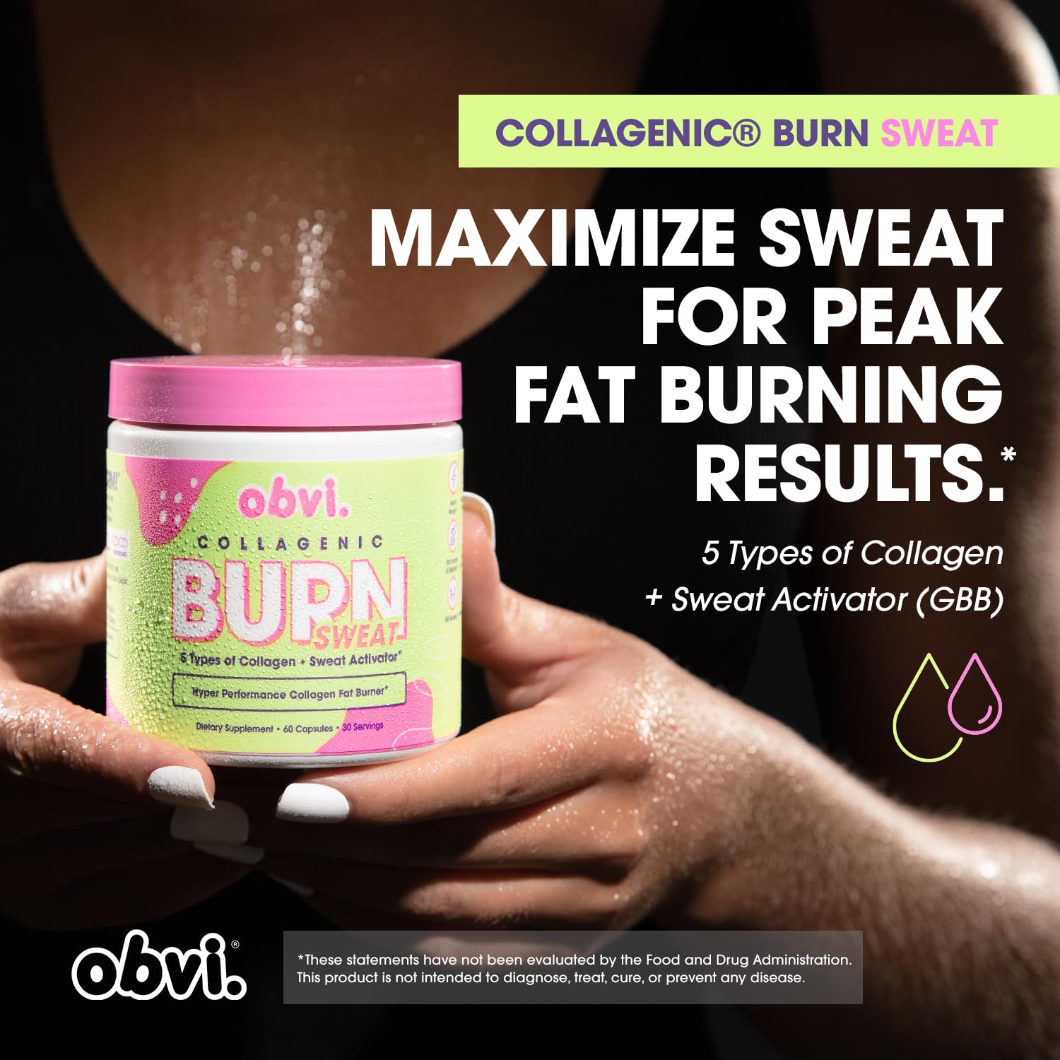 Obvi Collagenic Burn Sweat, pimienta de cayena para potenciar la termogénesis.