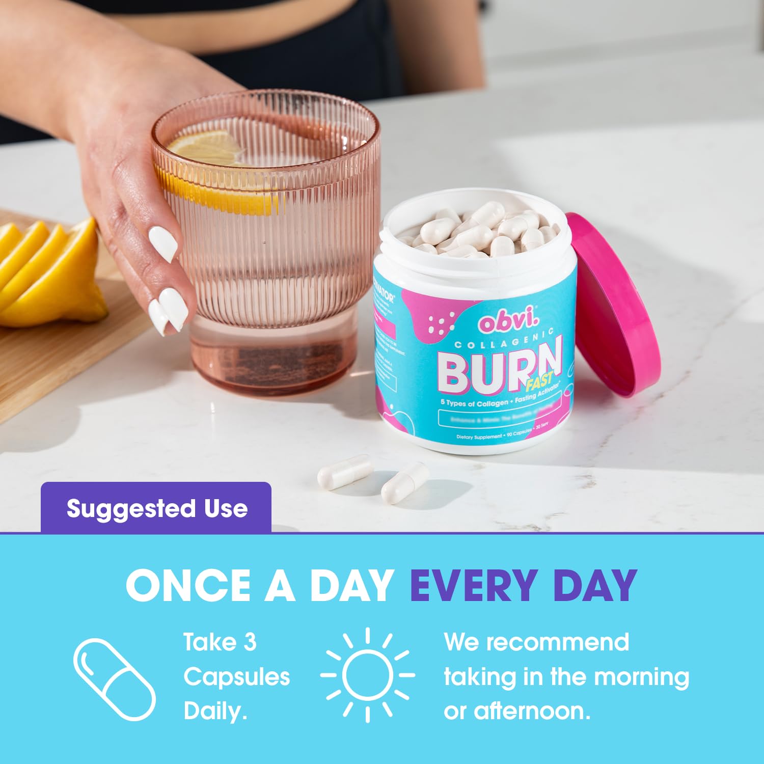 Obvi Multicollagen Burn Fast apoyo a piel, cabello y uñas.