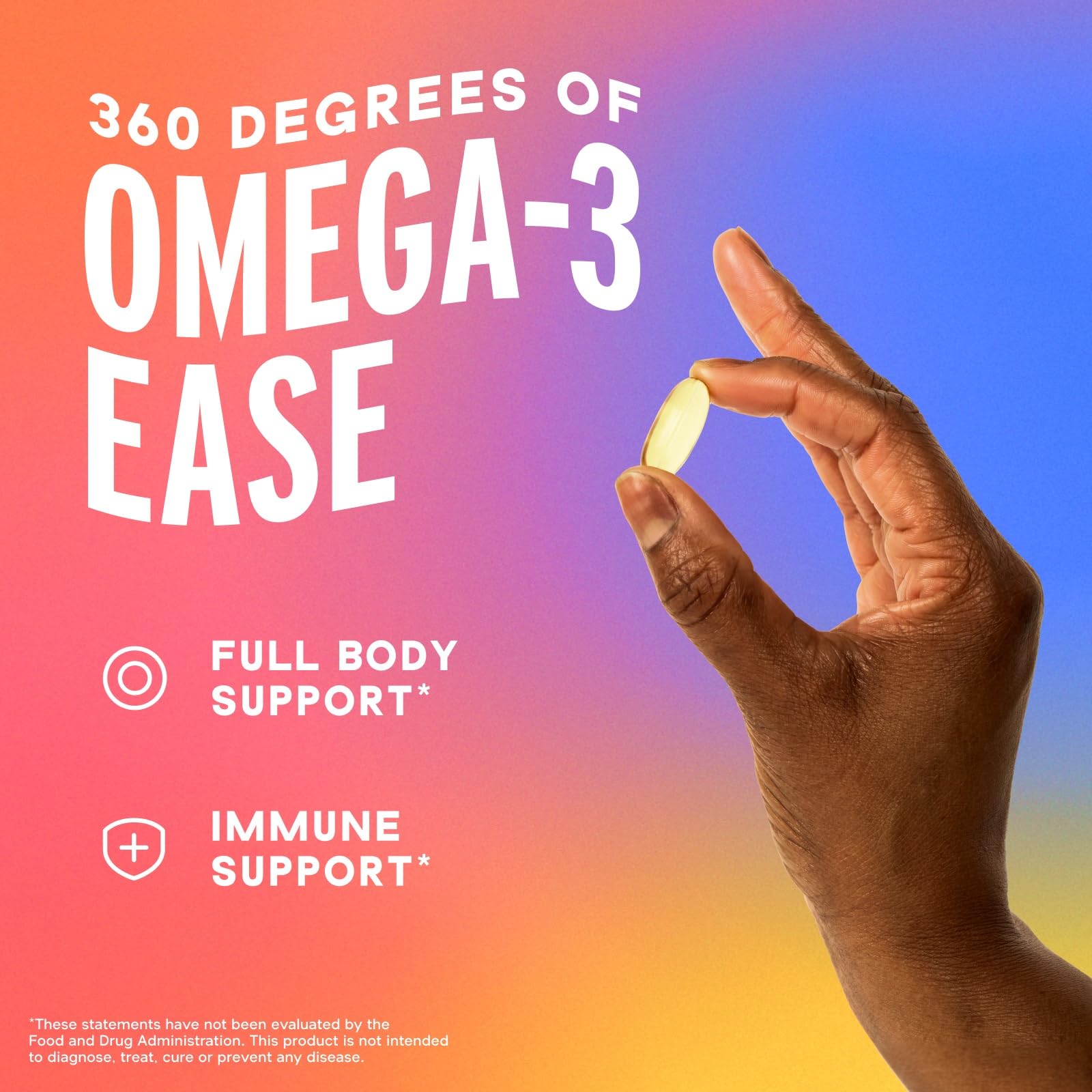 Oceanblue Omega-3 etiqueta clara en frasco visible y legible.