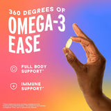 Oceanblue Omega-3 etiqueta clara en frasco visible y legible.