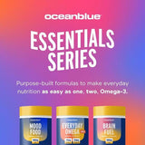 Oceanblue Omega-3 Minis frente, respaldo para corazón e inmunidad.
