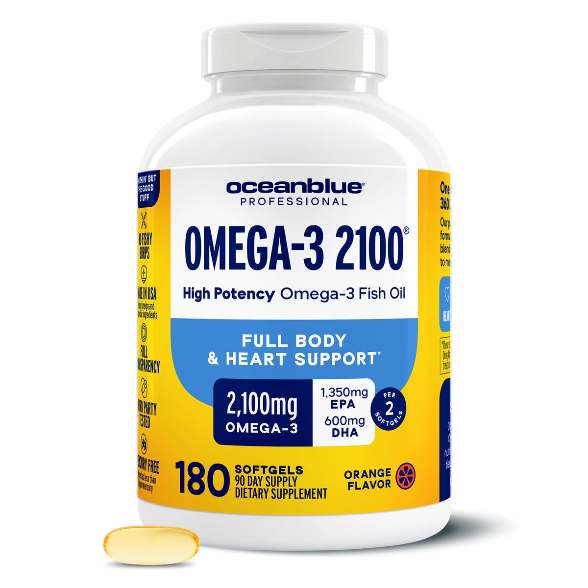 Oceanblue Omega-3 frasco vertido: conveniente para la rutina diaria.