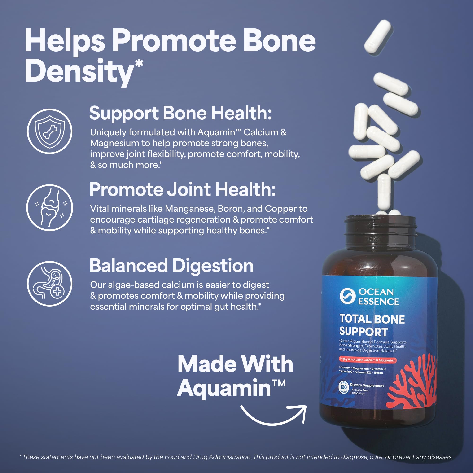 OCEAN ESSENCE Total Bone Support cápsulas fáciles de tragar para uso diario