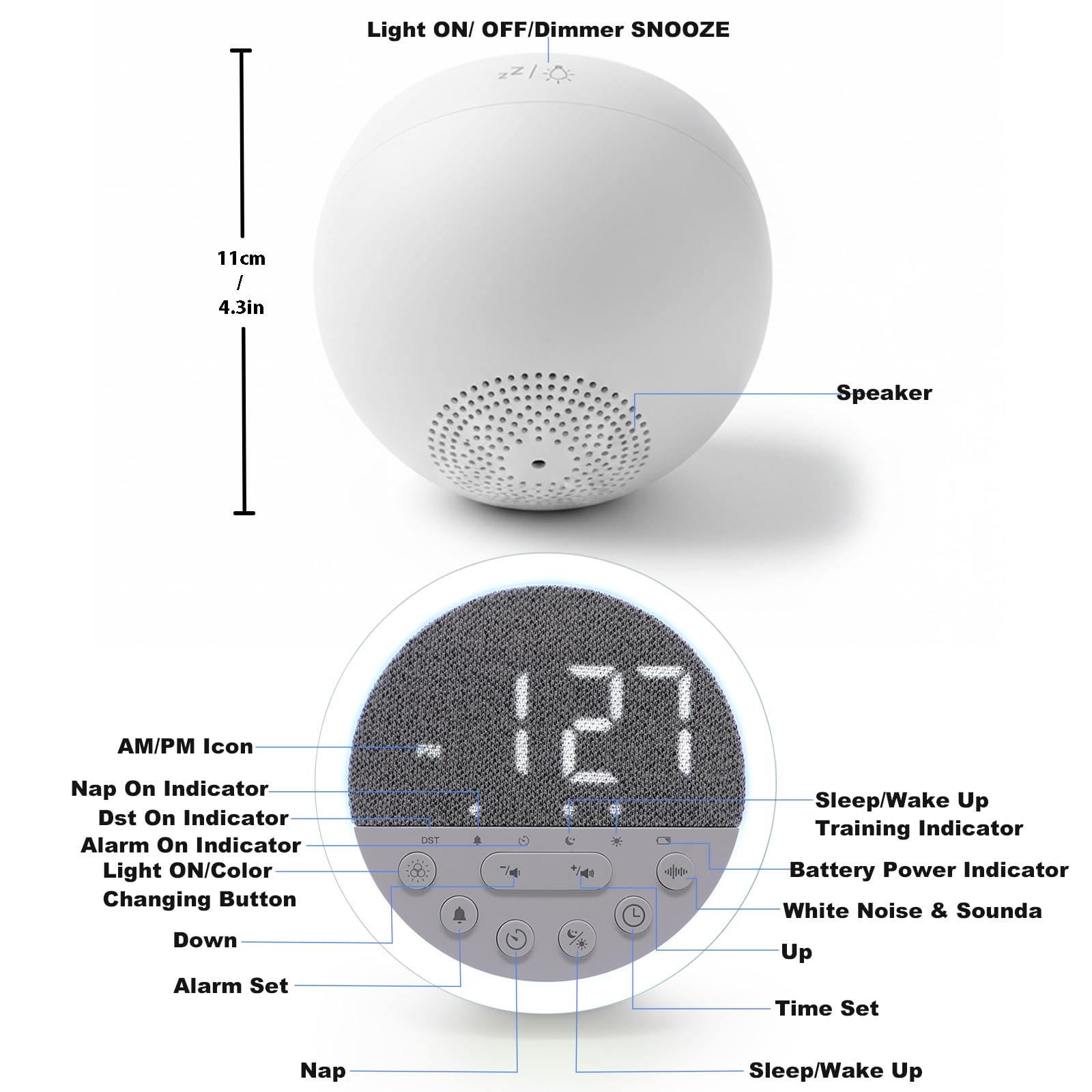 Ocest Alarma Posponer Ajuste: alarma personalizable con función posponer.