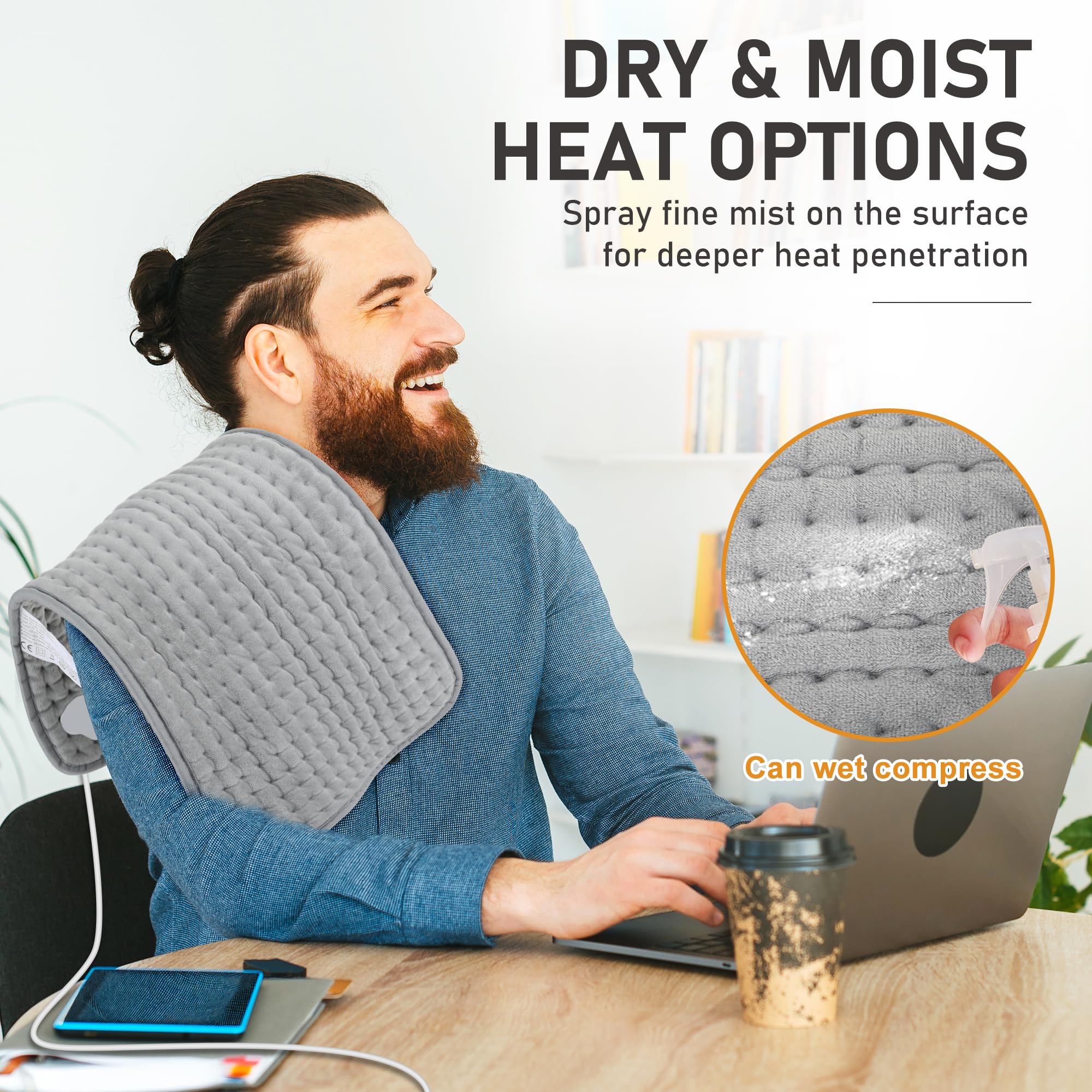 OCSOSO almohadilla eléctrica para rodilla con calor suave y soporte.
