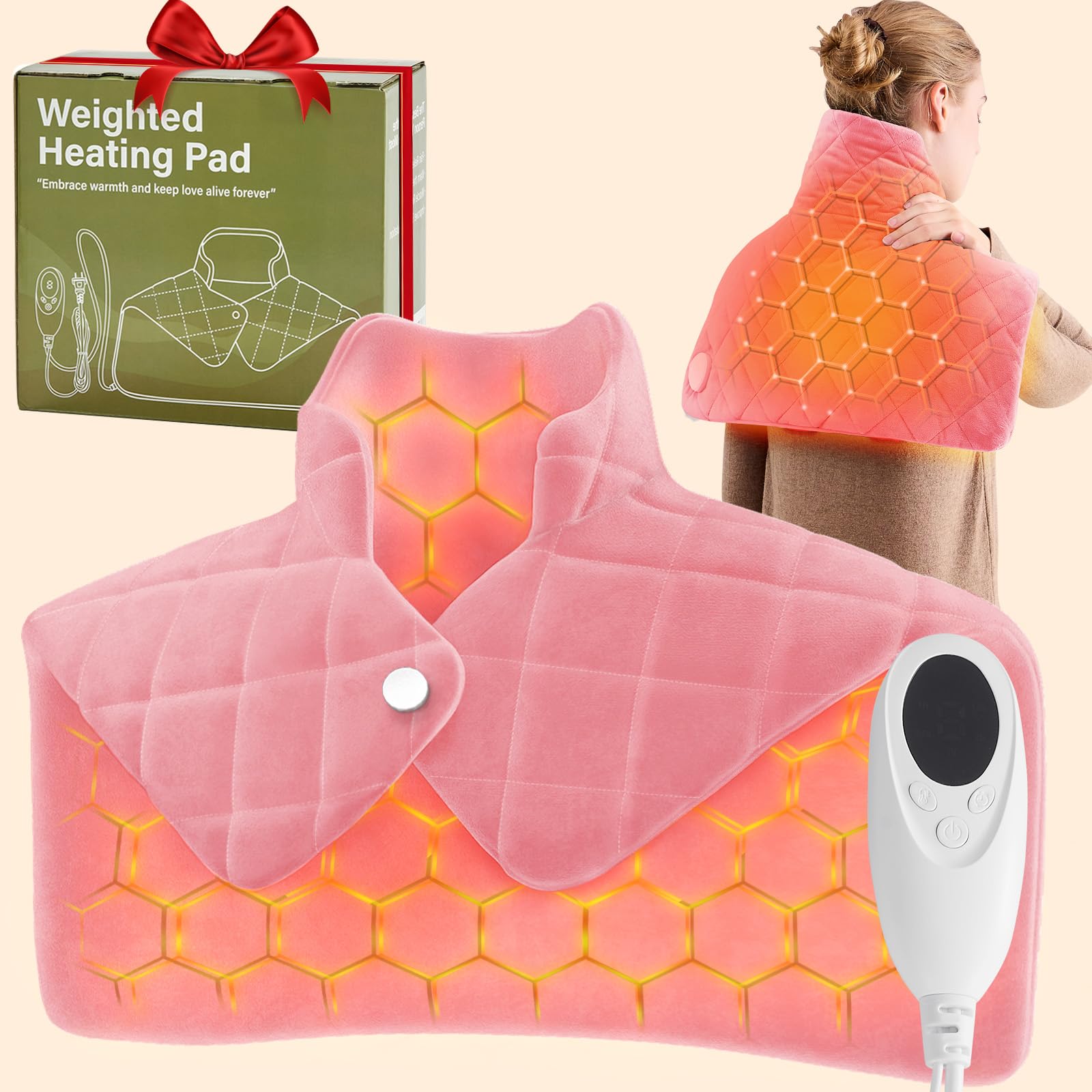 OCTROT almohadilla caliente pesada rosa para cuello, ofrece relajación localizada.