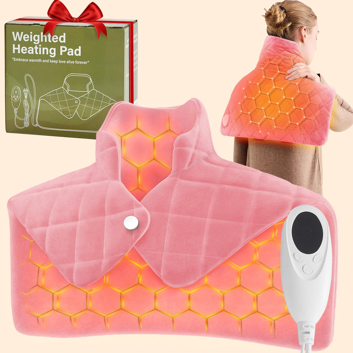 OCTROT almohadilla caliente pesada rosa para cuello, ofrece relajación localizada.