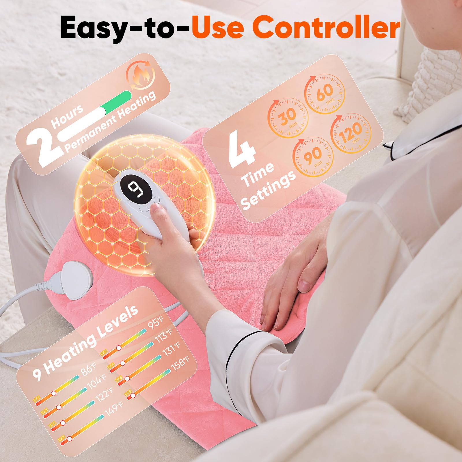 OCTROT temporizador de 4 opciones, apagado automático para uso seguro.