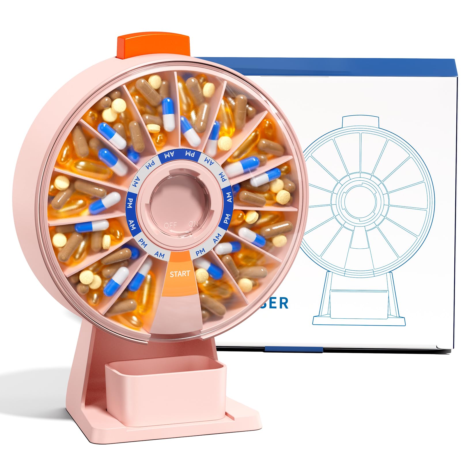 Odaro dispensador de píldoras semanal, ideal para organización en la pared