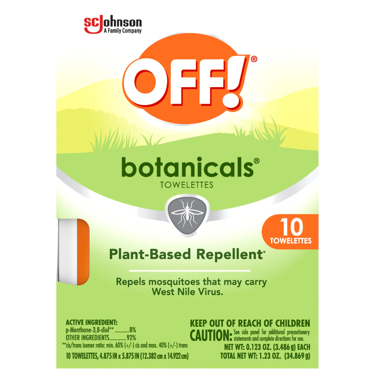 OFF! Botanicals toallitas repelentes para exterior contra mosquitos y otros insectos
