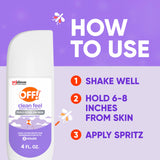 OFF! Clean Feel Spritz ocho horas de protección, ideal para actividades al aire libre.