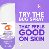 OFF! Clean Feel Spritz etiqueta 20% picaridin, fórmula libre de DEET.