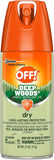 OFF! Deep Woods Dry Aerosol, spray en mano para protección contra mosquitos.