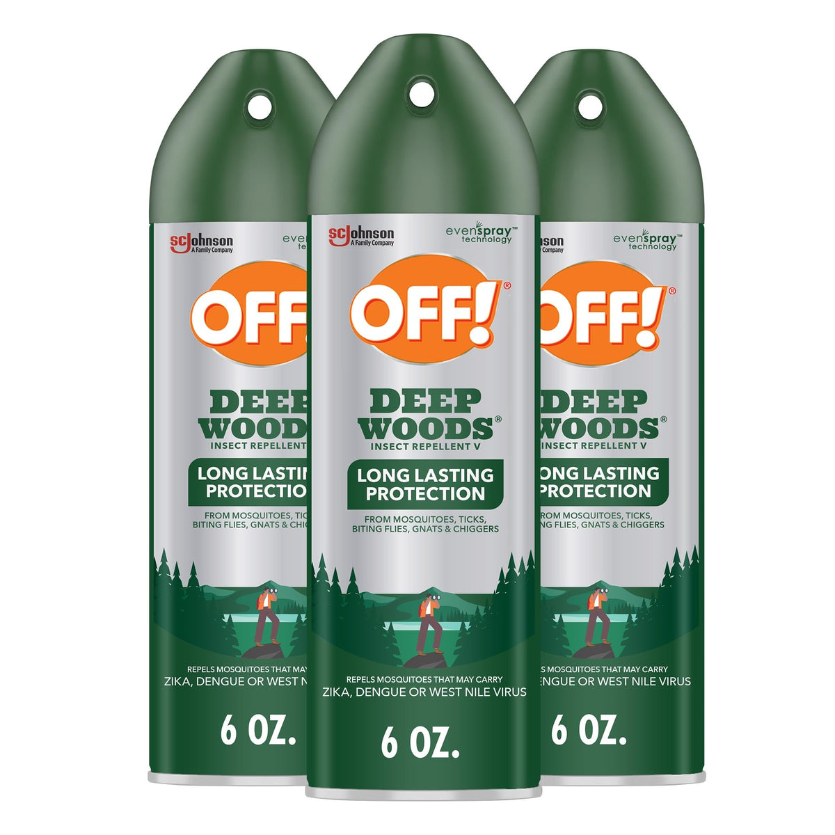 OFF! Deep Woods spray 25% DEET en botella de 8 oz para protección prolongada.