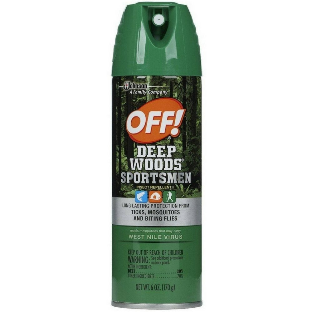 Off! Deep Woods Sportsmen aerosol repelente de insectos, protección duradera para cazar, acampar y pescar.