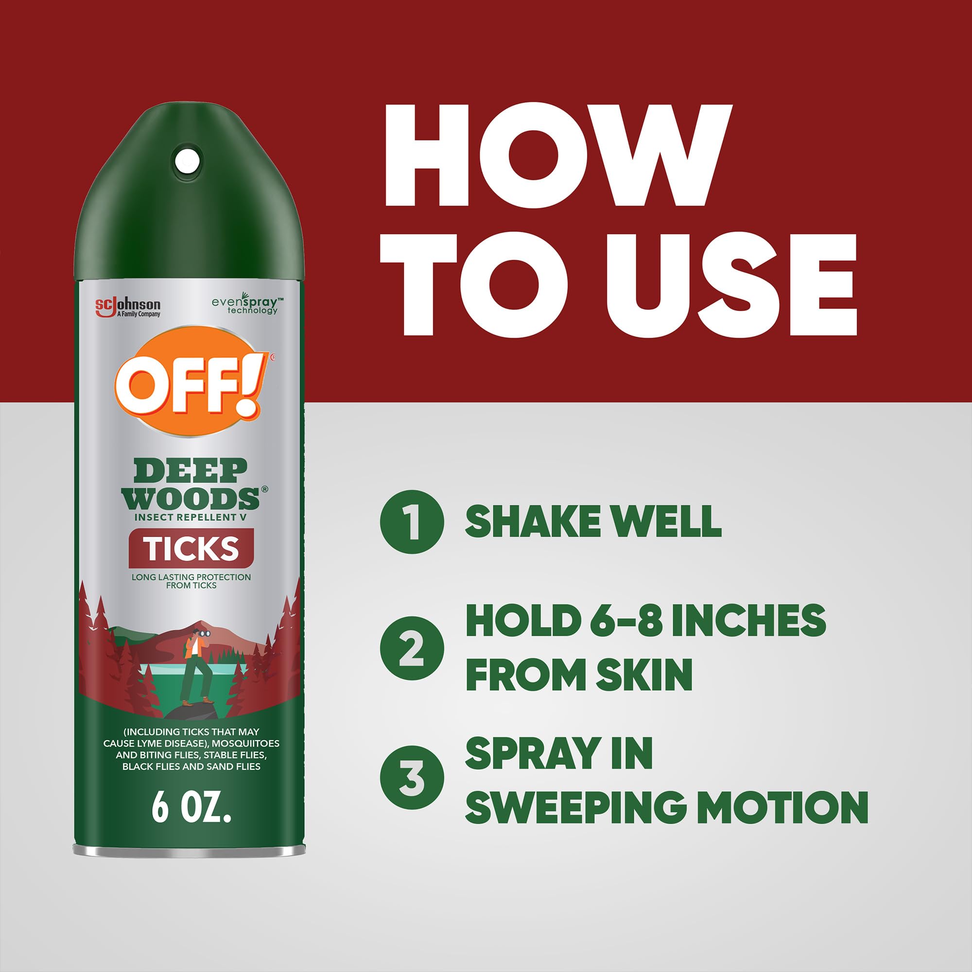 OFF! Deep Woods entorno de acampada, envase junto a equipo.