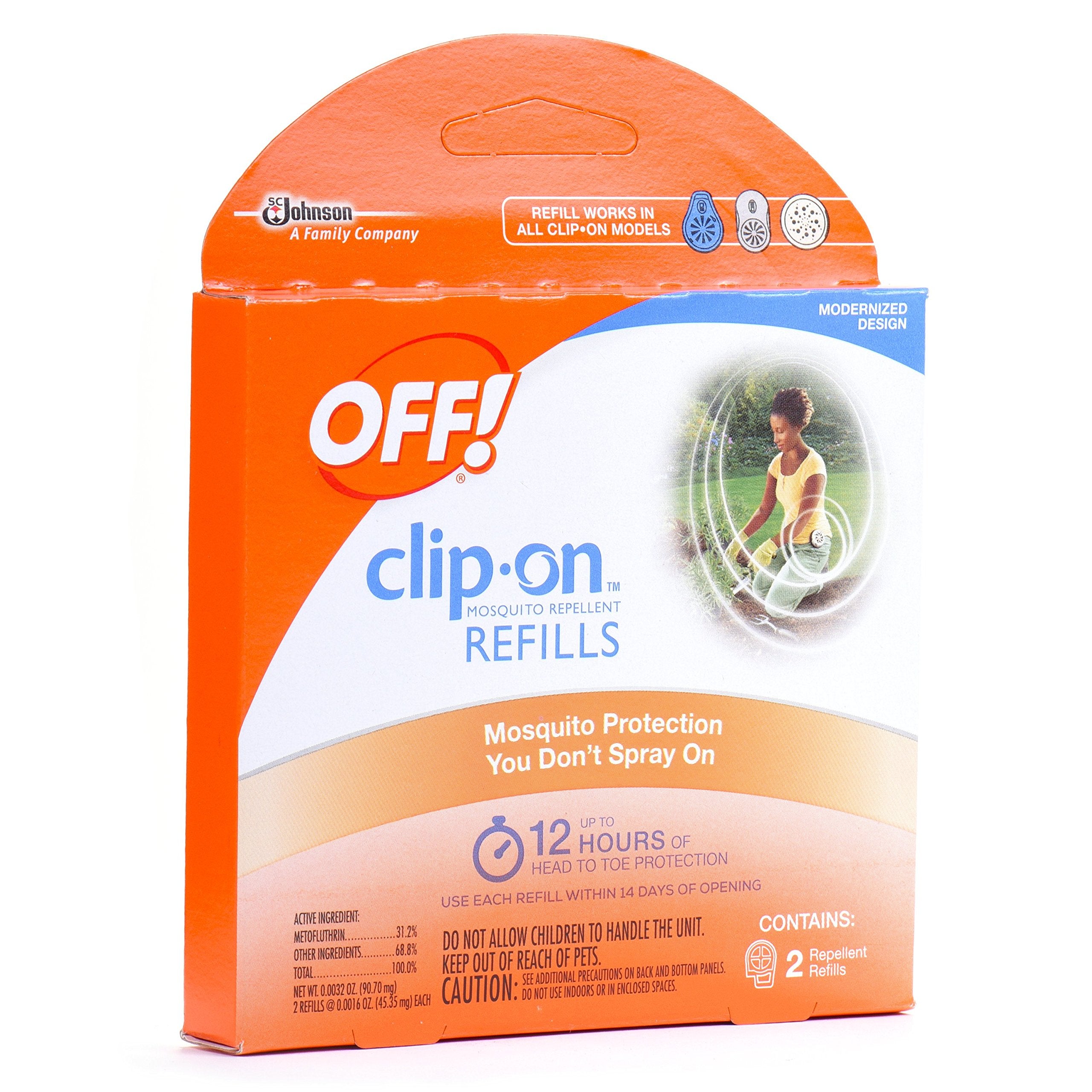 OFF! Clip-On con clip rotatorio distribuye el repelente alrededor del usuario.