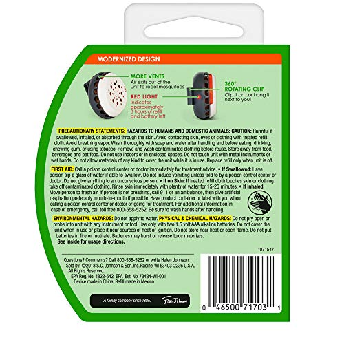 OFF! Clip-On unidad de ventilador, clip compacto para distribución del repelente.