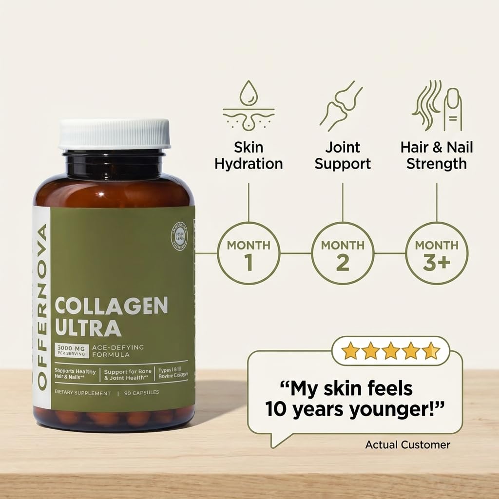 Offernova Colágeno Ultra Hidrolizado cápsulas, blister, dosis estable para cabello y uñas
