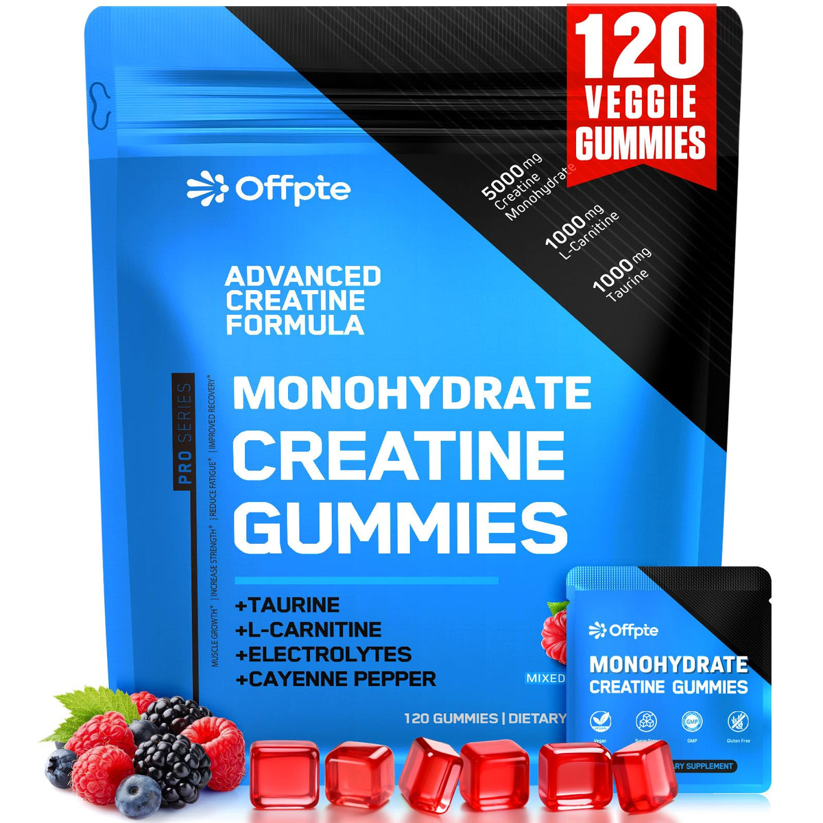 OFFPTE Creatina Monohidratada: gominas en empaque compacto para entrenar