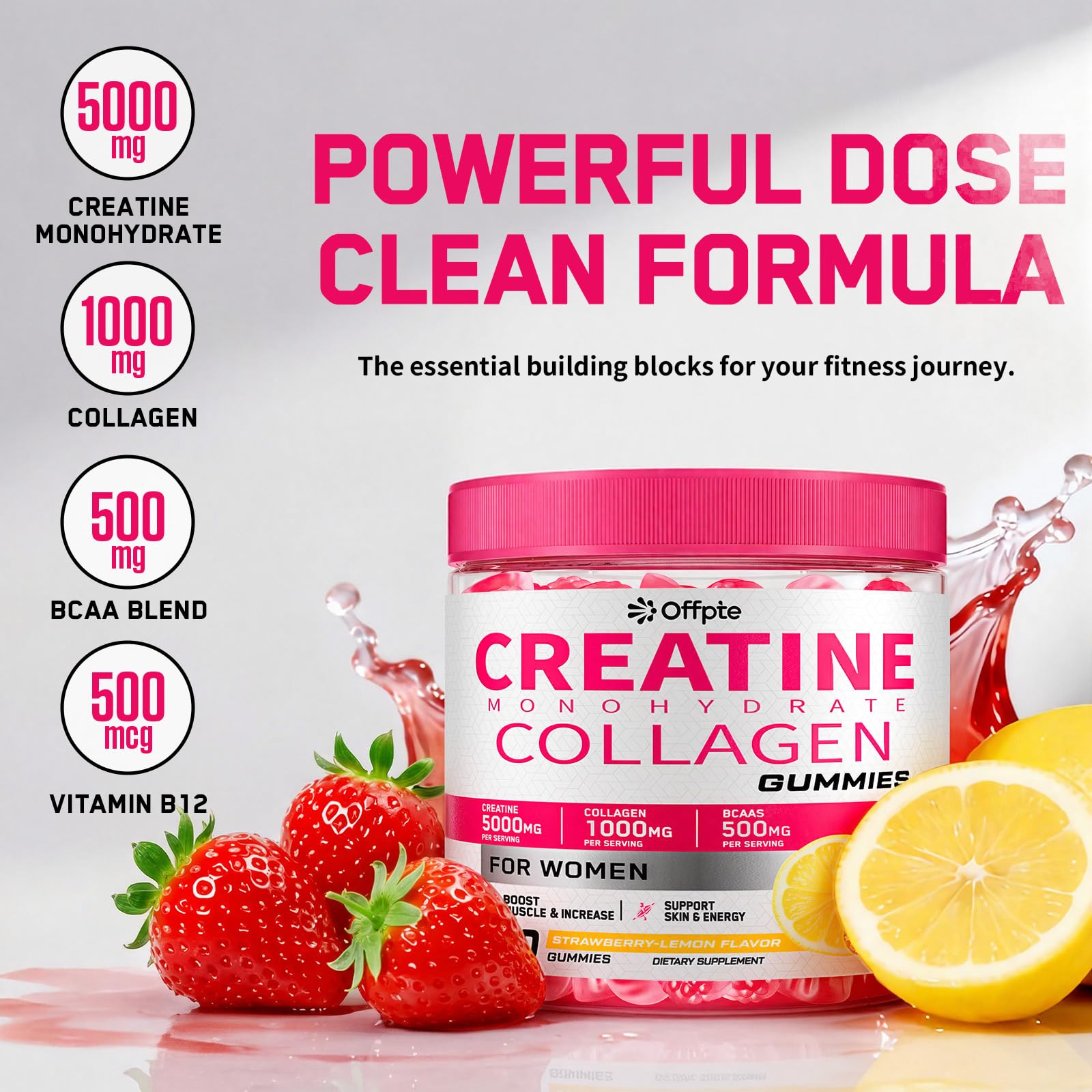OFFPTE Creatina para Mujeres: gominolas de textura suave para consumo cómodo