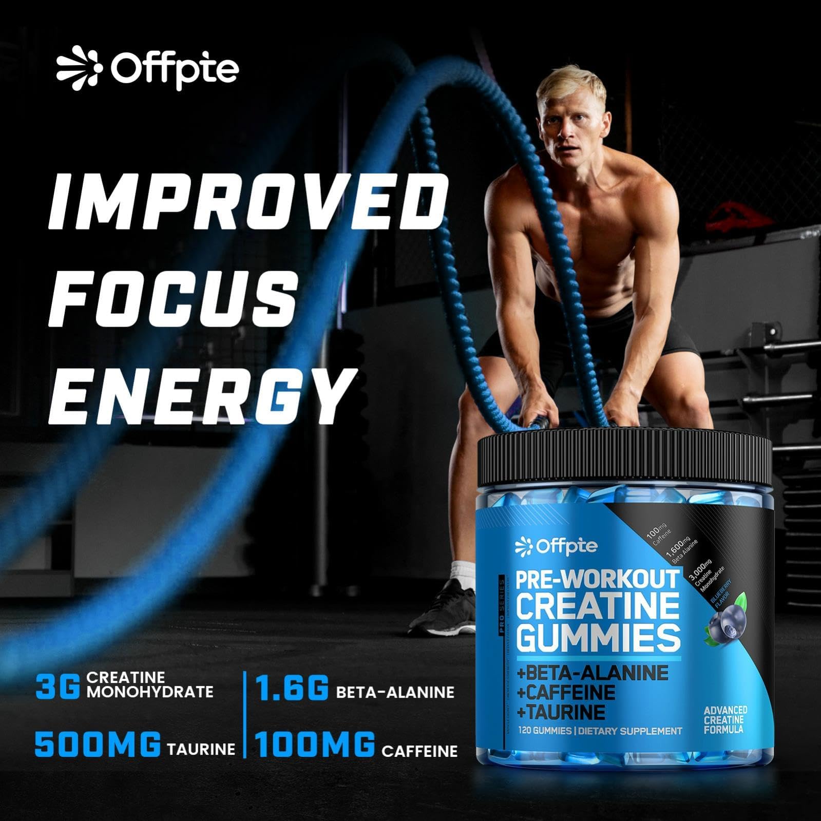 Etiqueta OFFPTE Taurina para apoyo muscular.
