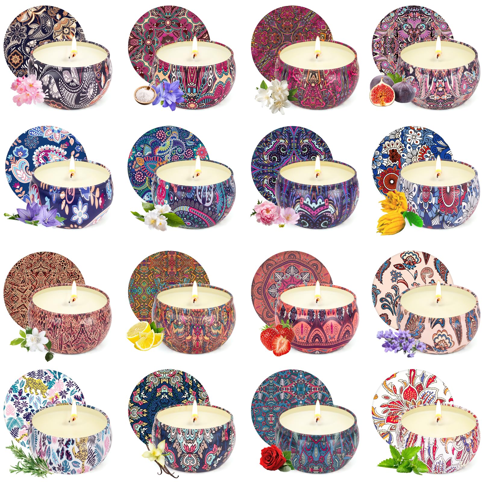 OFUN set velas 16 fragancias, regalo elegante para mujeres y spa en casa