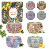 OFUN velas aromaterapia en caja regalo 4-pack crean ambiente cálido en casa.