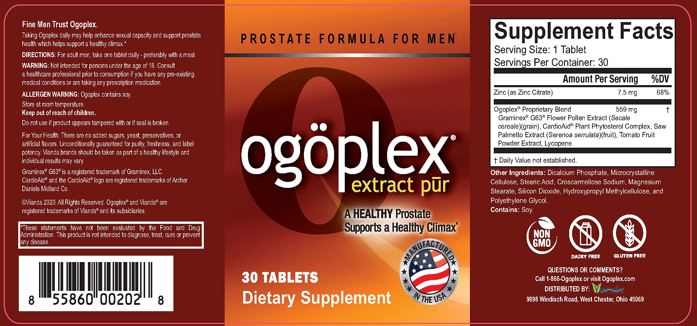 Ogoplex: etiqueta con Graminex polen, ingrediente clave para la fórmula.