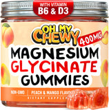 Gomitas OH MY CHEWY de magnesio glicinato en empaque, ideal para la familia y la comodidad