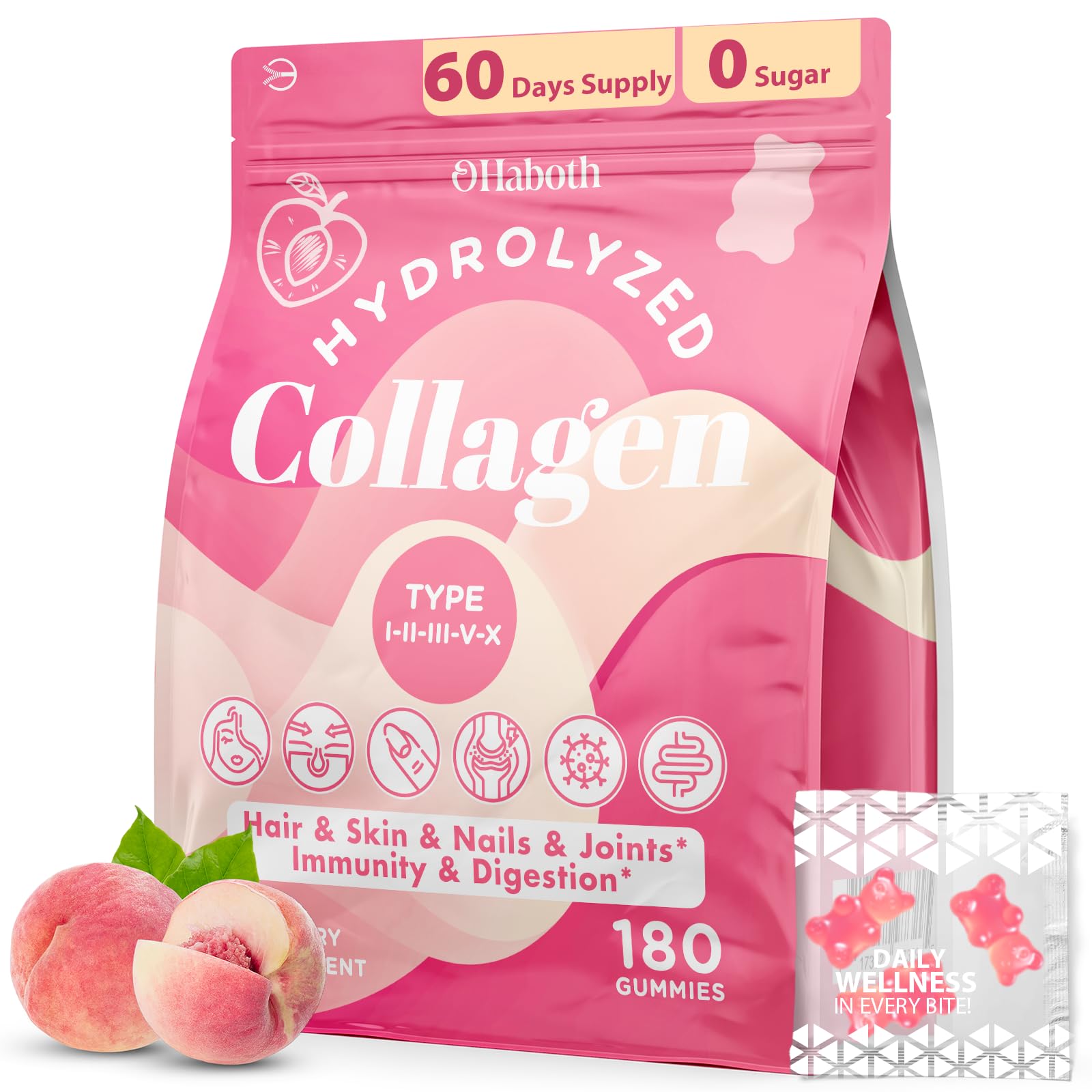 OHaboth gominolas de colágeno en envase, apoyo a la elasticidad de la piel