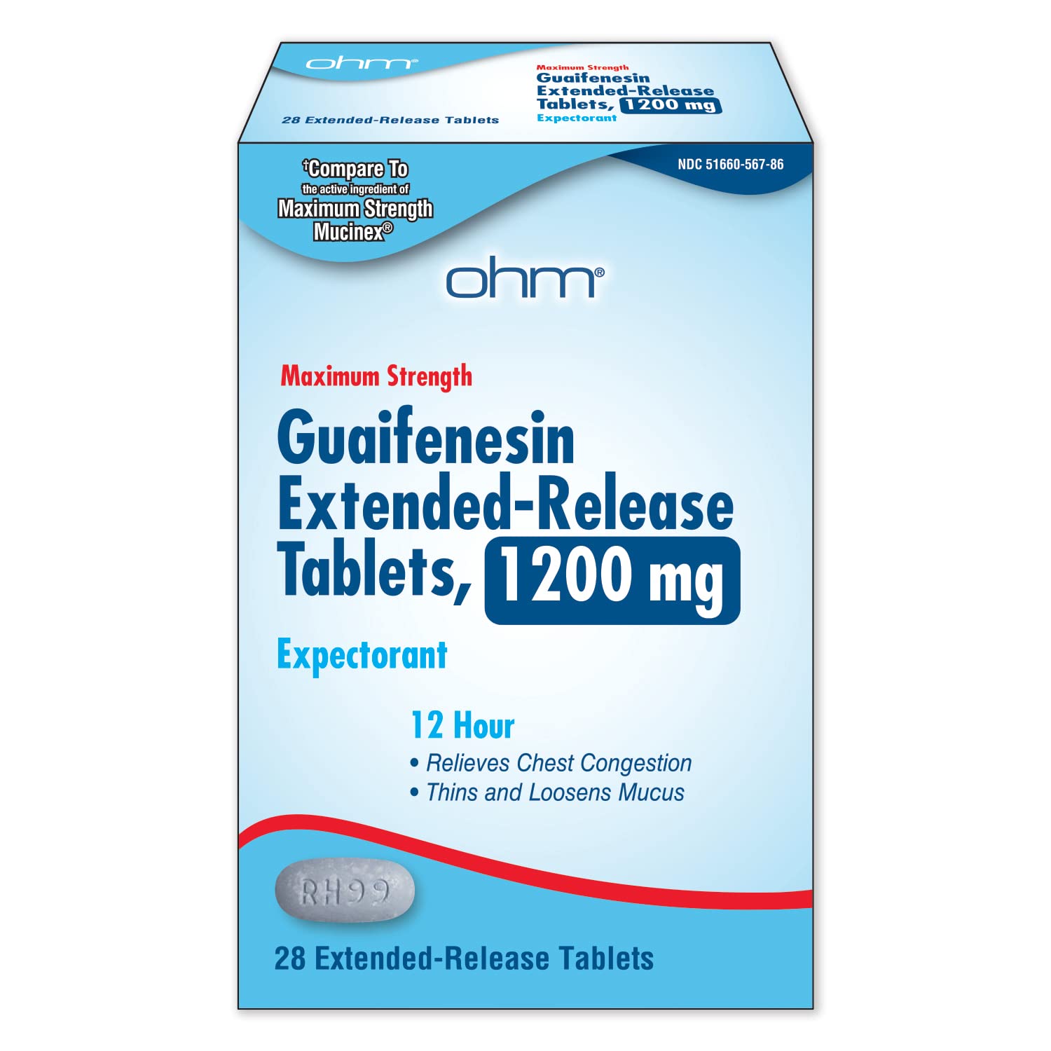 Ohm Guaifenesin 1200 mg bote: apoyo para la congestión del pecho