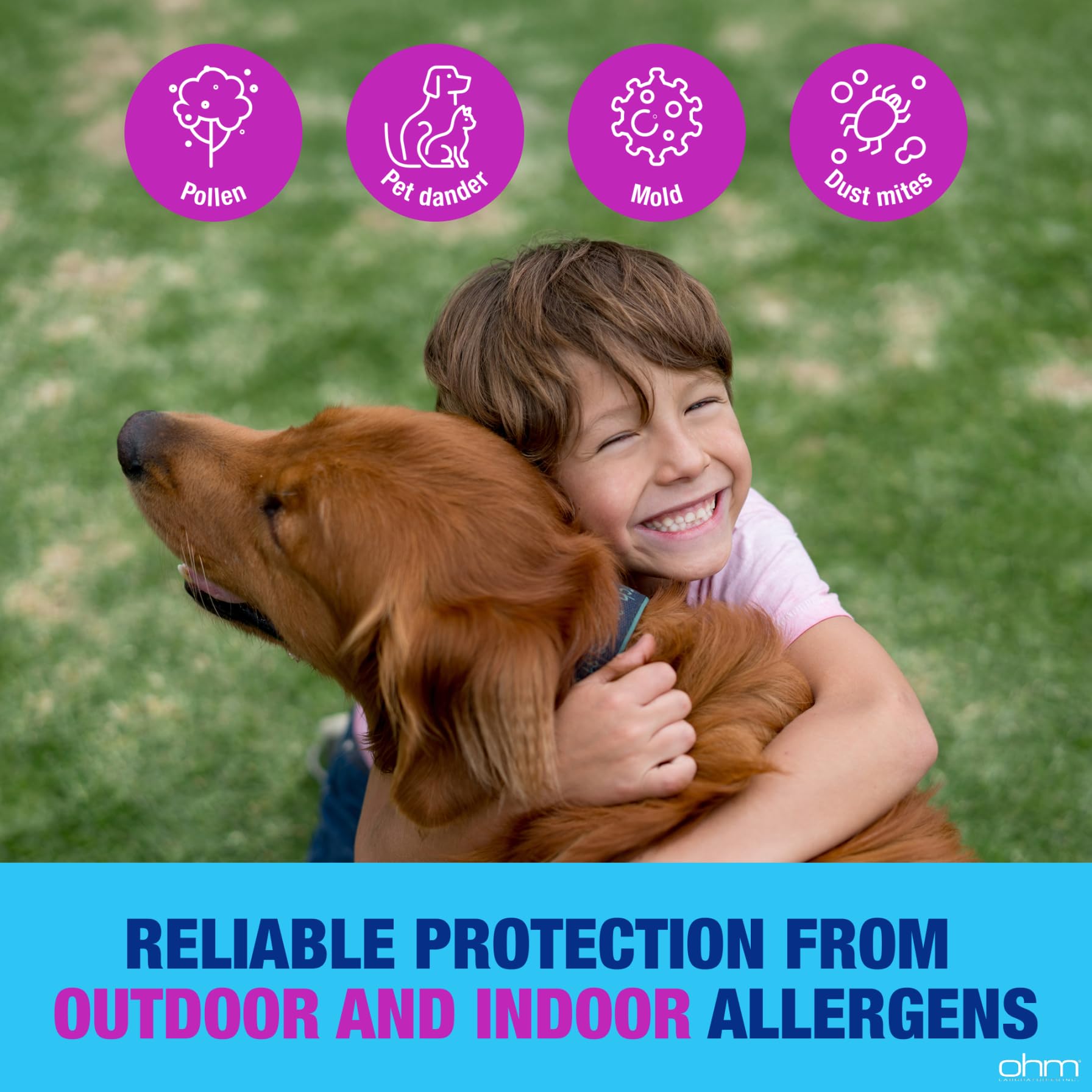 Ohm Loratadina 5 mg, formato masticable, ideal para alergias estacionales en niños.