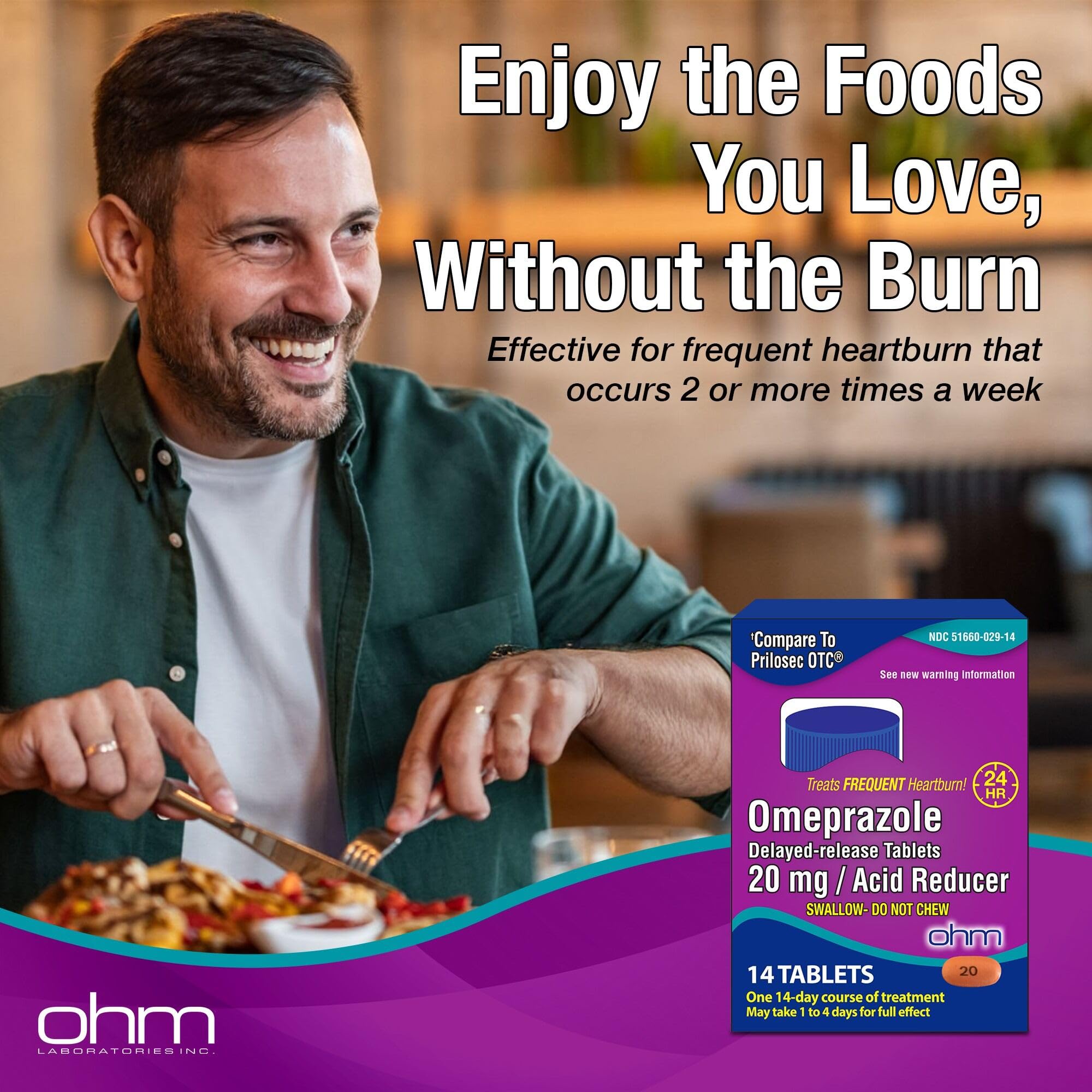 Ohm Omeprazole 20 mg: tabletas liberación retardada para alivio del ardor constante.