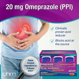 Dosis diaria de Omeprazole 20 mg para reducir la acidez