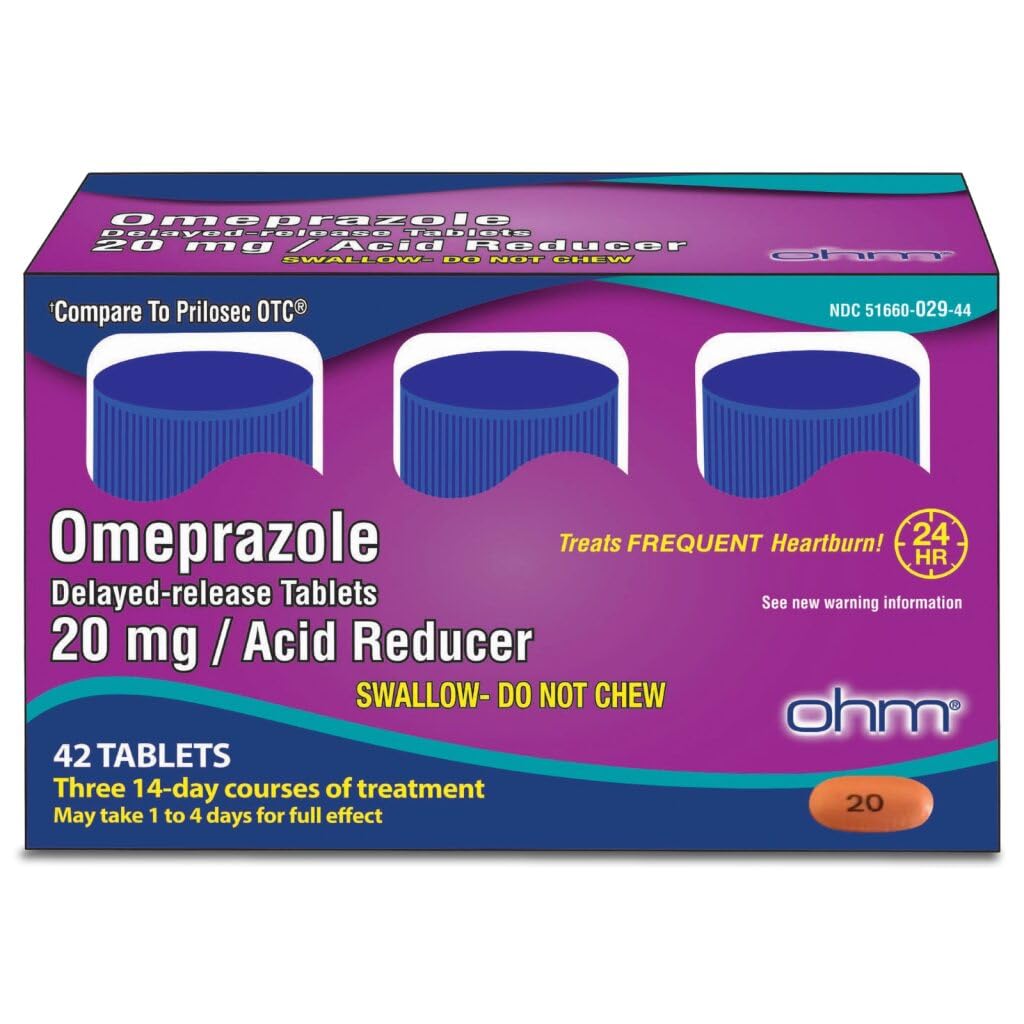 Ohm Omeprazole tabletas liberación retardada para alivio de la acidez estomacal
