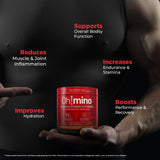 Oh!mino BCAAs + EAAs: etiqueta nutricional clara y sin azúcar.