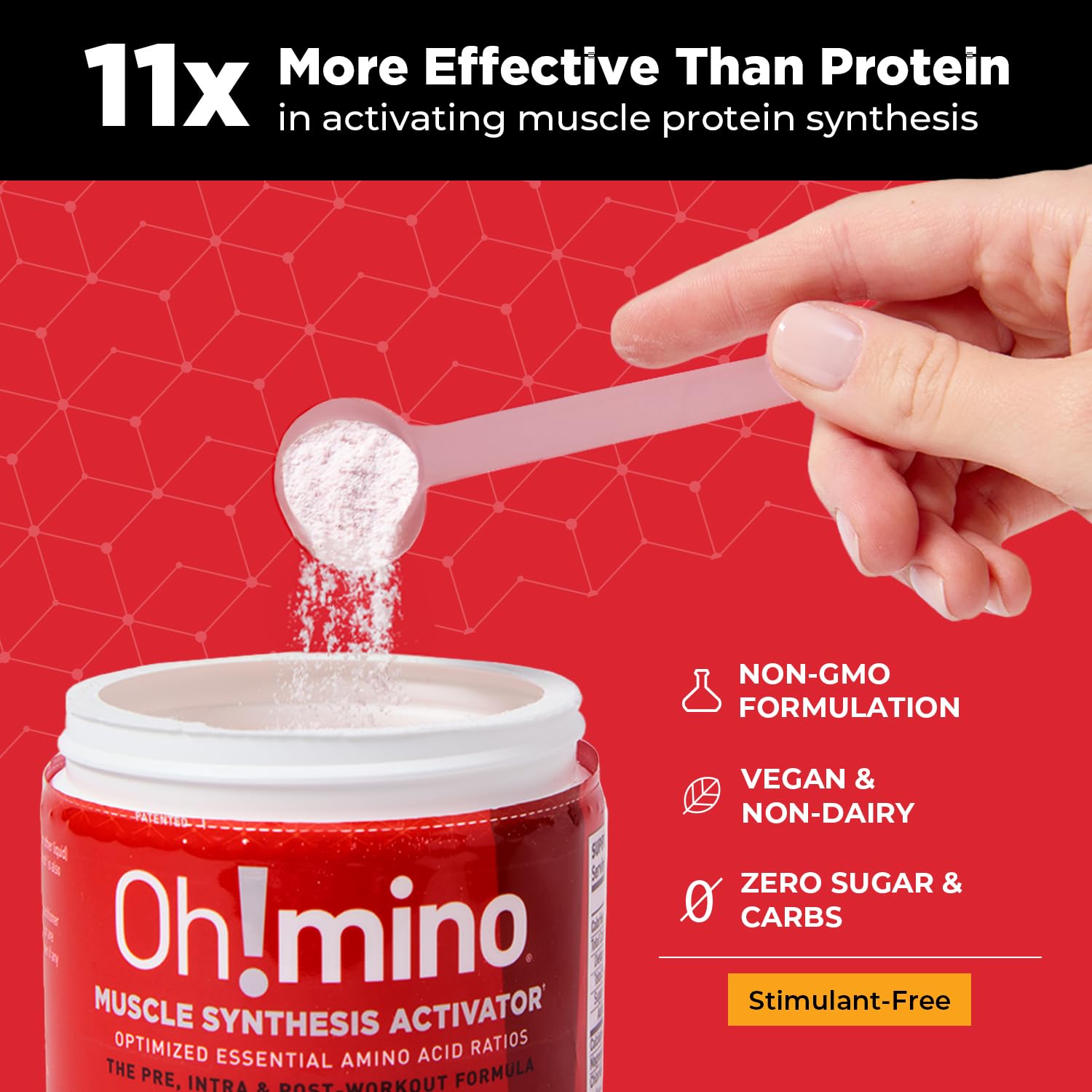 Oh!mino BCAAs + EAAs: mezcla rápida en agua para recuperación.
