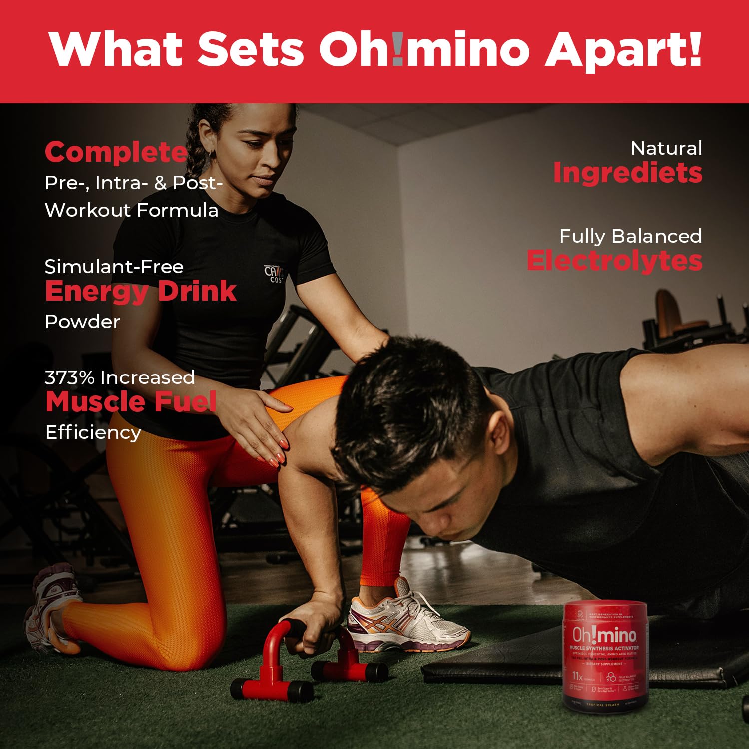 Oh!mino BCAAs + EAAs: consumo intra-entreno para hidratación.
