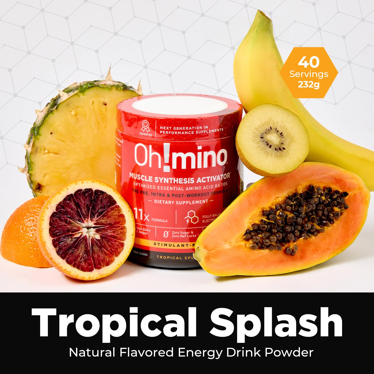 Oh!mino BCAAs + EAAs: uso pre-entreno para energía sostenida.