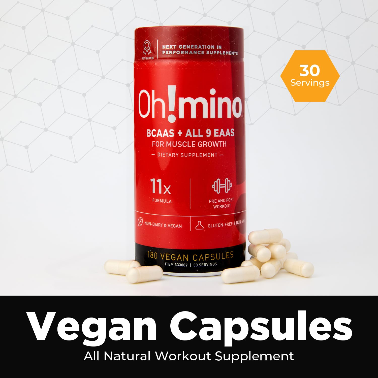 Oh!mino energía para entrenamientos intensos con cafeína de 100 mg