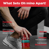 Escena de entrenamiento con Oh!mino para mayor energía y enfoque.