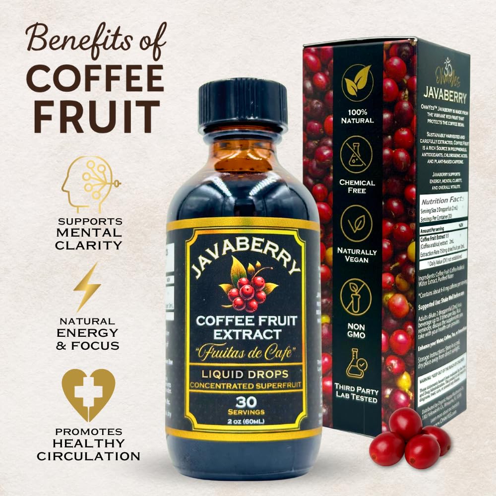 OhmYes Javaberry complemento de rutina diaria para café, cacao y bebidas.