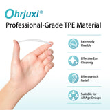 Ohrjuxi diseño ergonómico facilita la limpieza de oídos sin dolor.