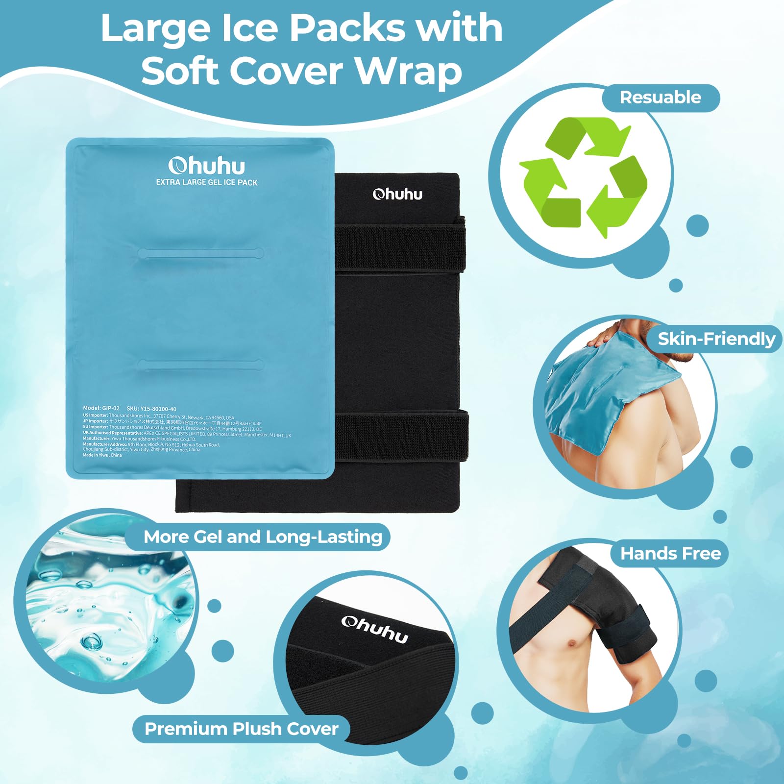 Ohuhu pack hielo 14x11 calentamiento suave en microondas