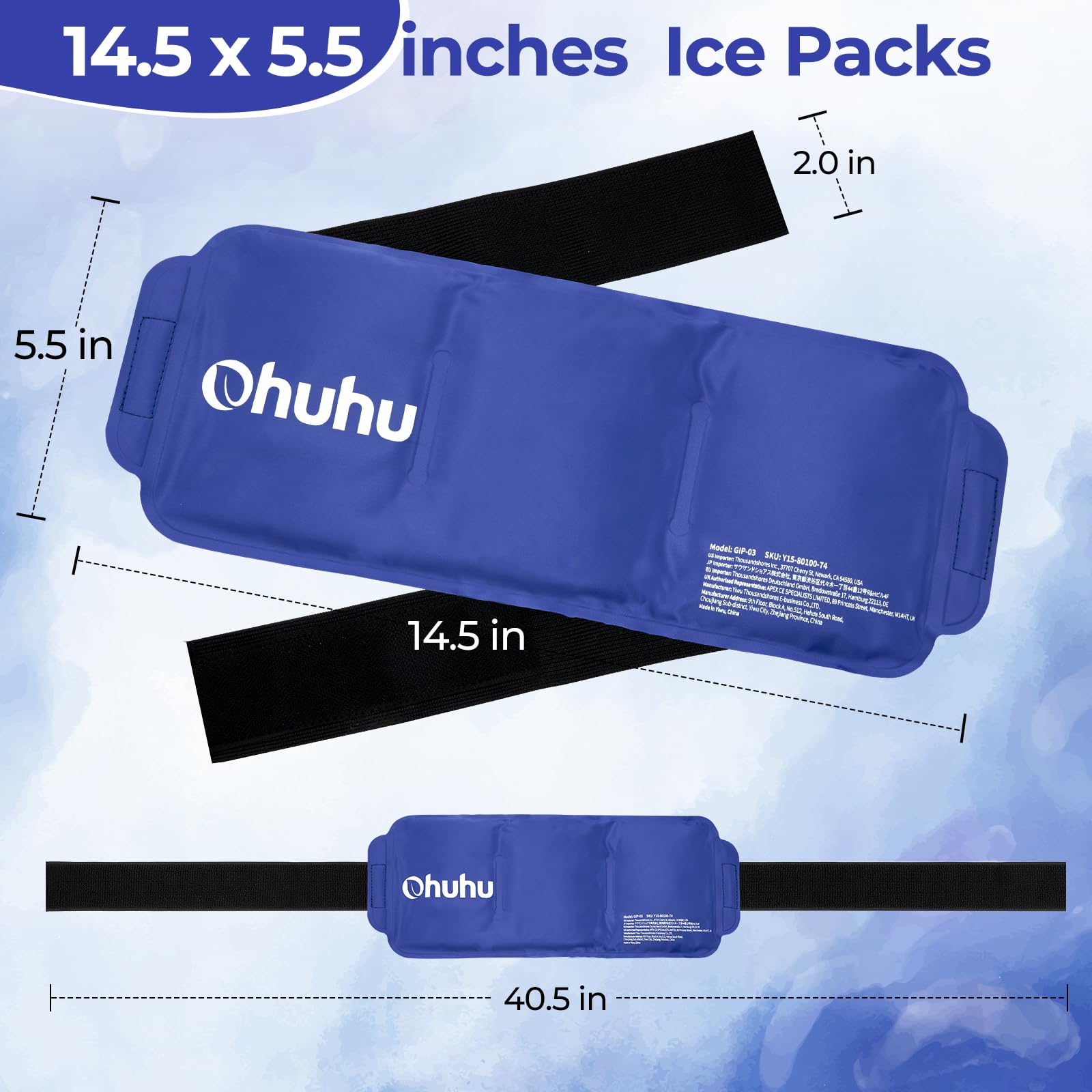 Ohuhu dos compresas de hielo reutilizables, listas para uso continuo.