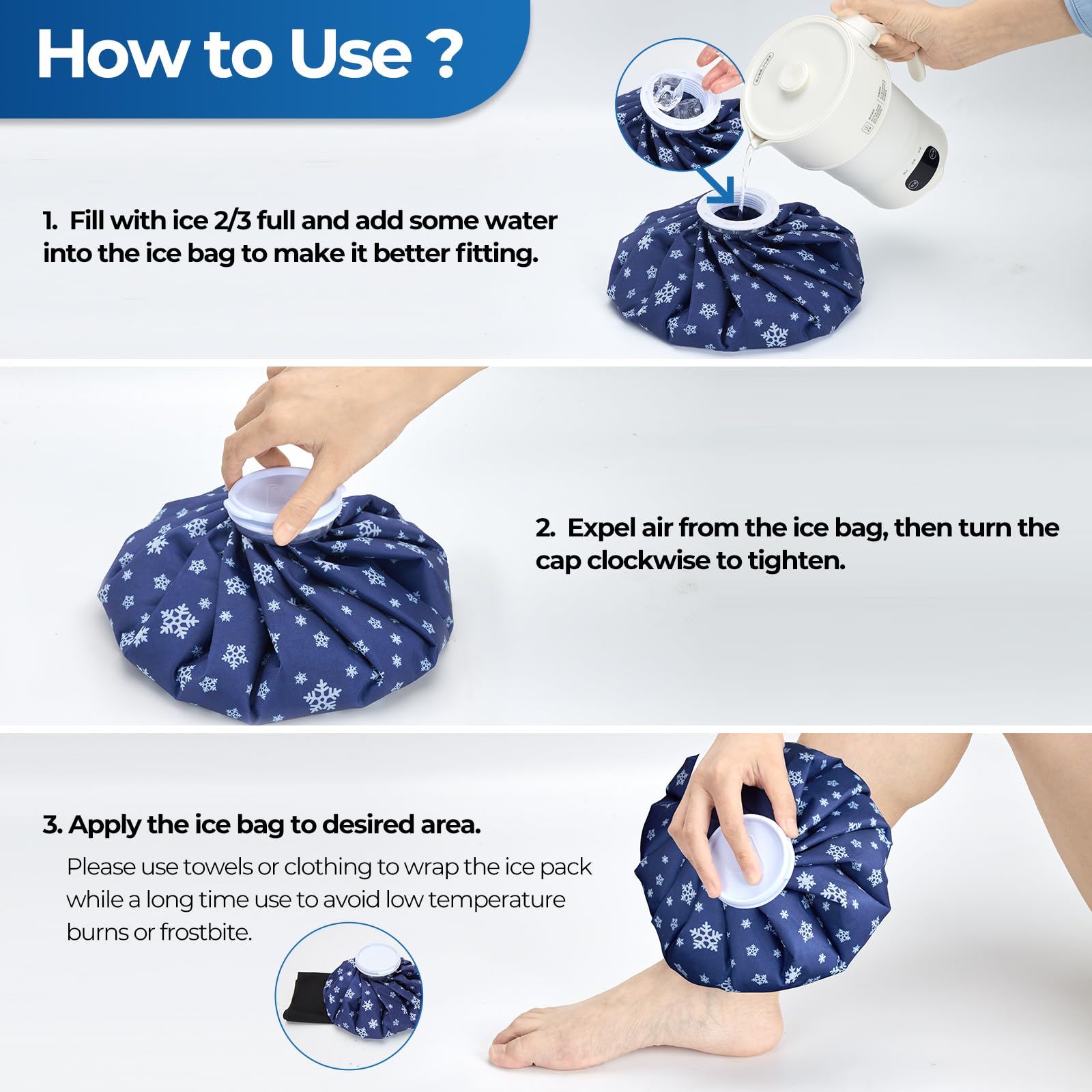 Ohuhu uso doméstico de bolsa de hielo para casa u oficina con alivio cómodo.