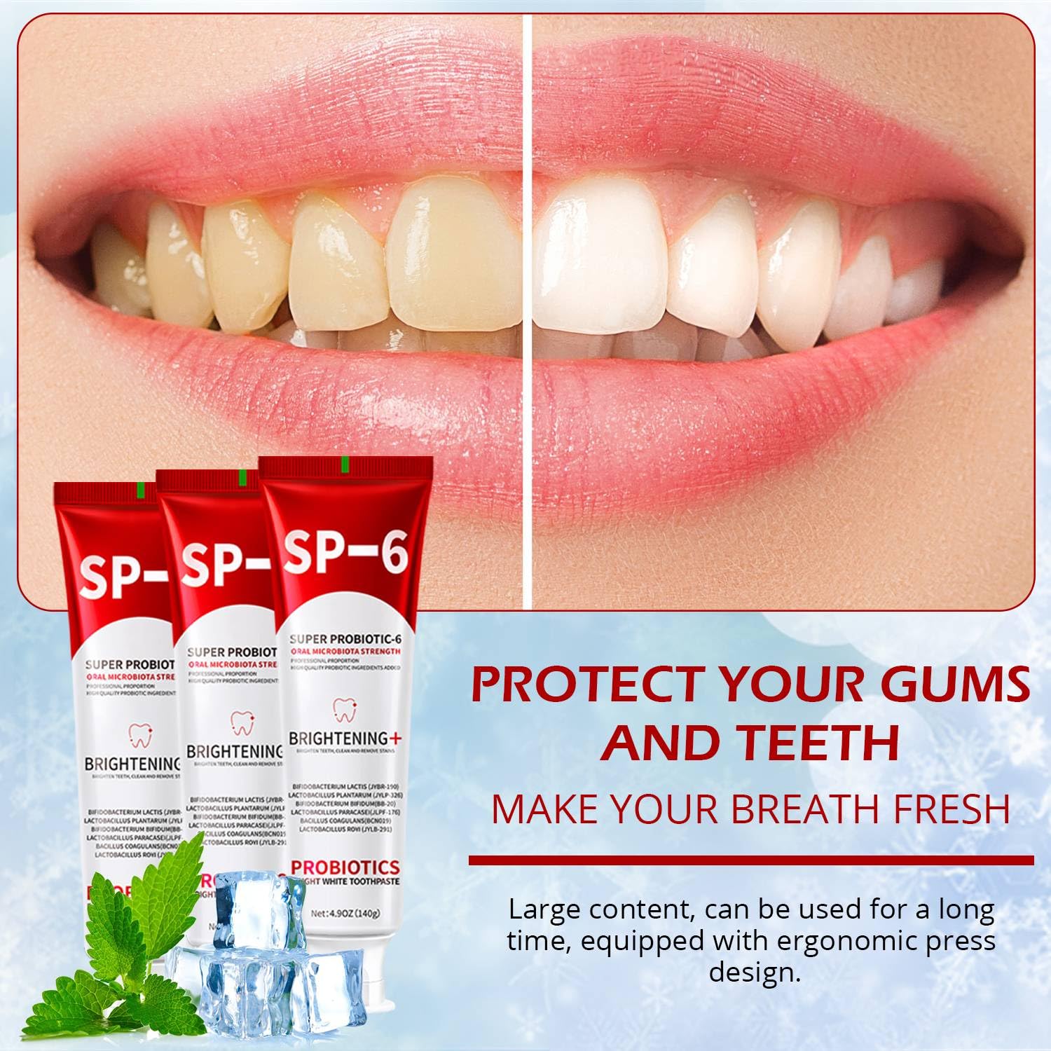 OHZH SP-6 probióticos pasta dientes: cepillado diario para limpieza completa